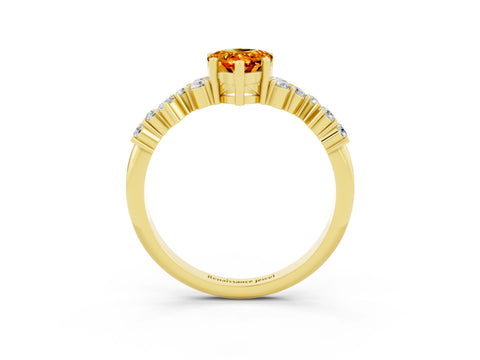 Yellow gold Pear Cut Diamond Cluster Pavé Band with Four-Prong Setting_3
