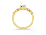 Yellow gold Pear Cut Diamond Cluster Pavé Band with Four-Prong Setting_3