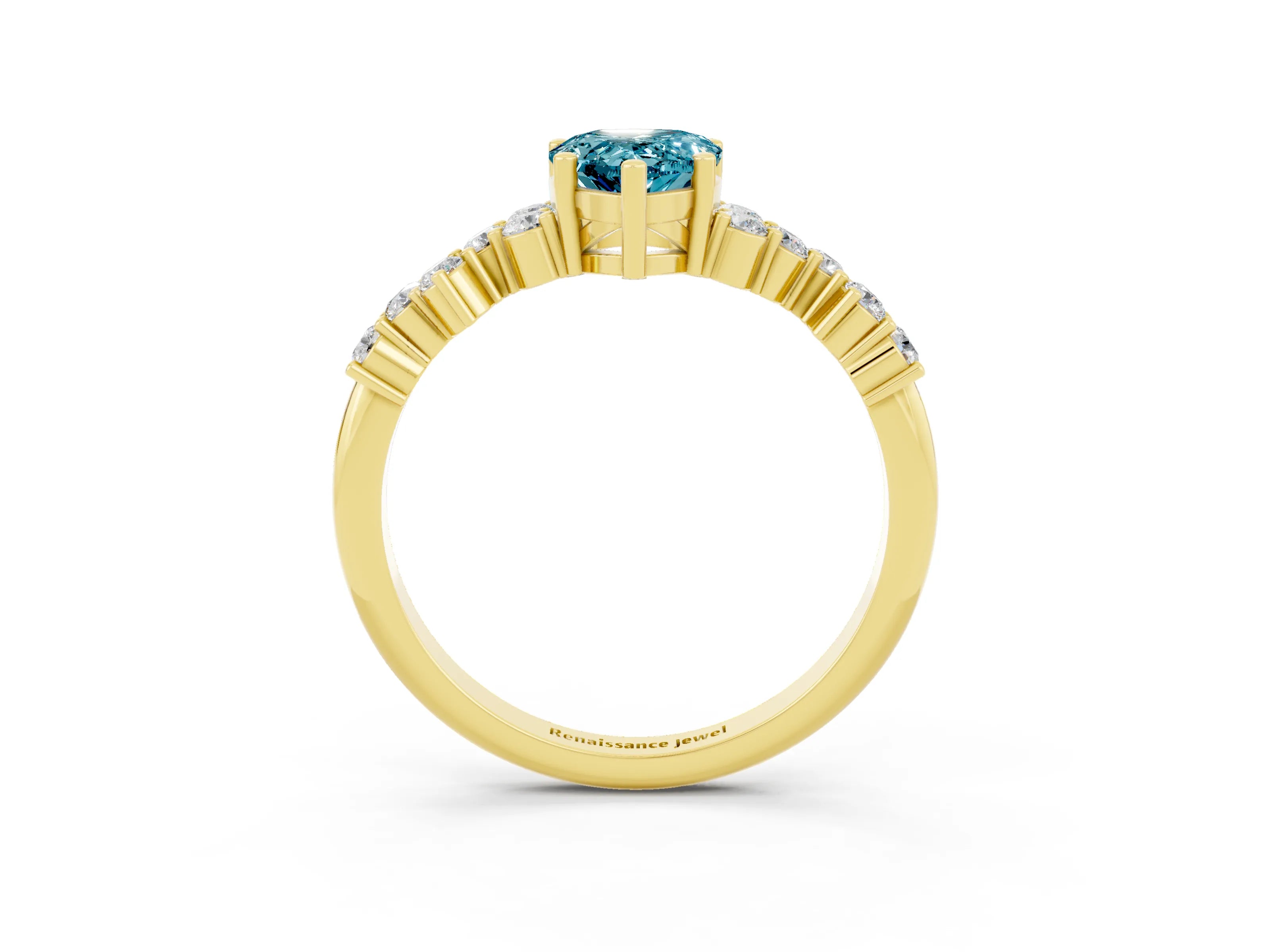 Yellow gold Pear Cut Diamond Cluster Pavé Band with Four-Prong Setting_3