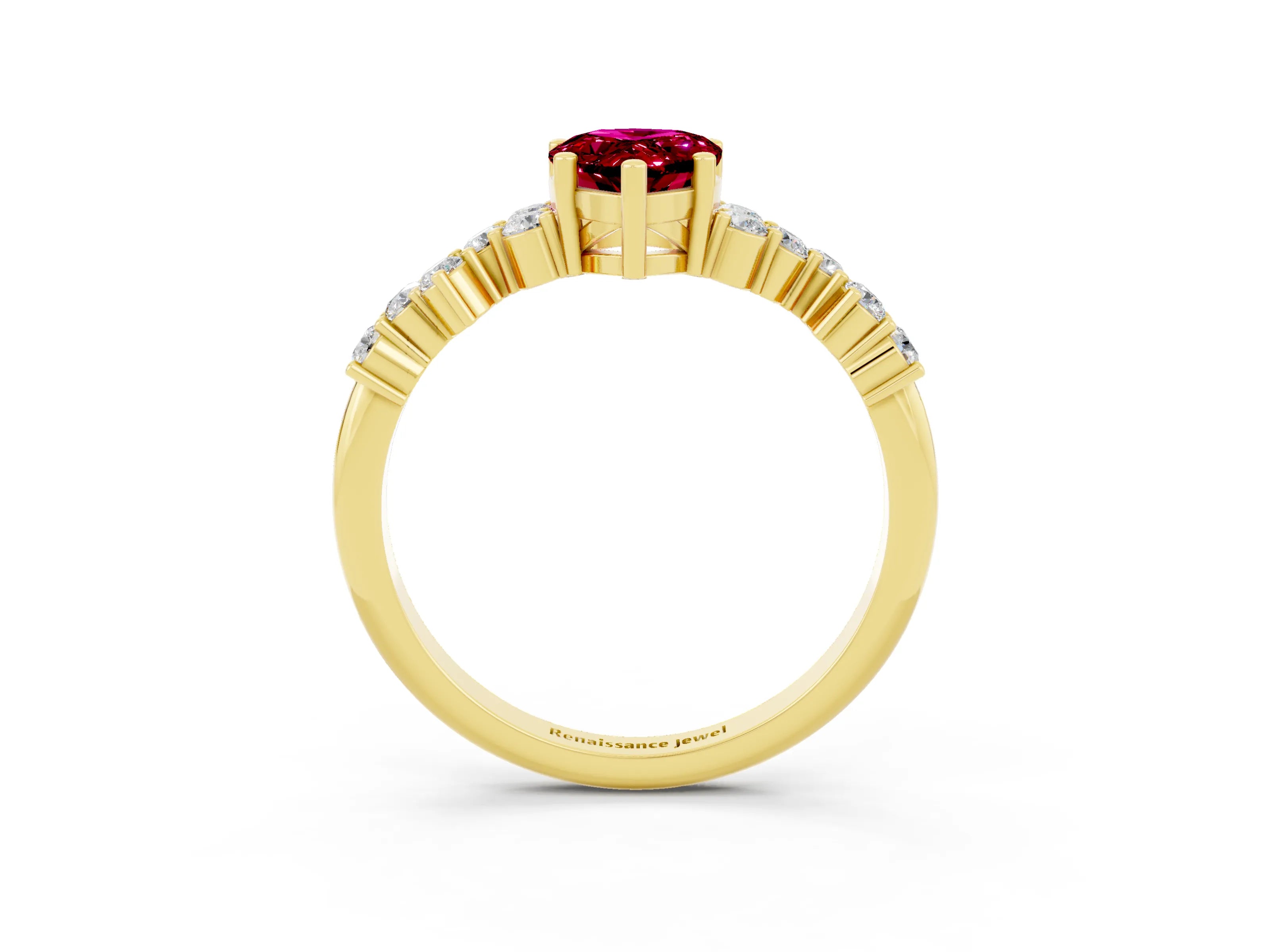 Yellow gold Pear Cut Diamond Cluster Pavé Band with Four-Prong Setting_3