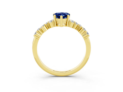 Yellow gold Pear Cut Diamond Cluster Pavé Band with Four-Prong Setting_3