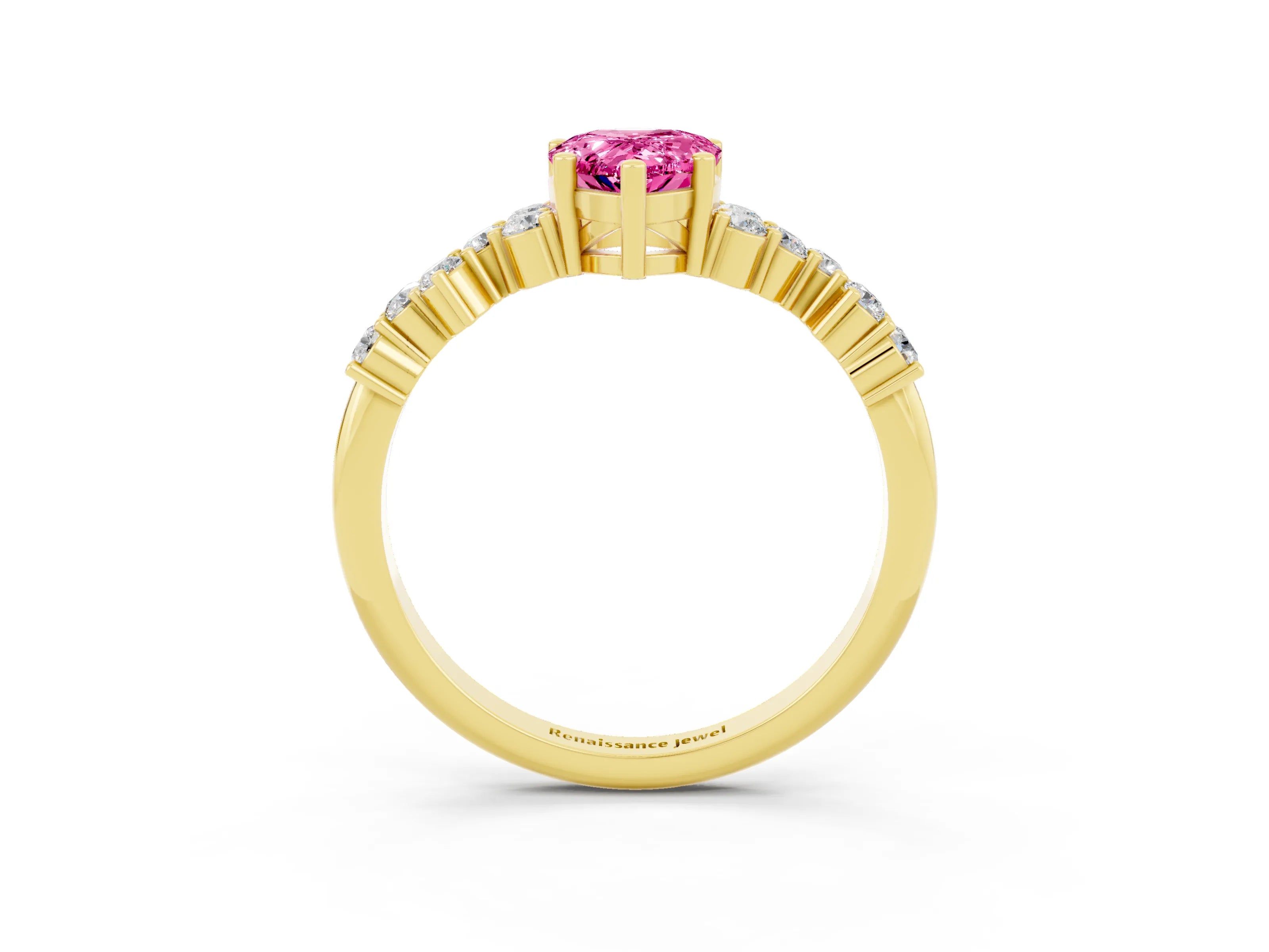 Yellow gold Pear Cut Diamond Cluster Pavé Band with Four-Prong Setting_3