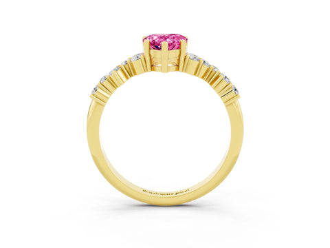 Yellow gold Pear Cut Diamond Cluster Pavé Band with Four-Prong Setting_3
