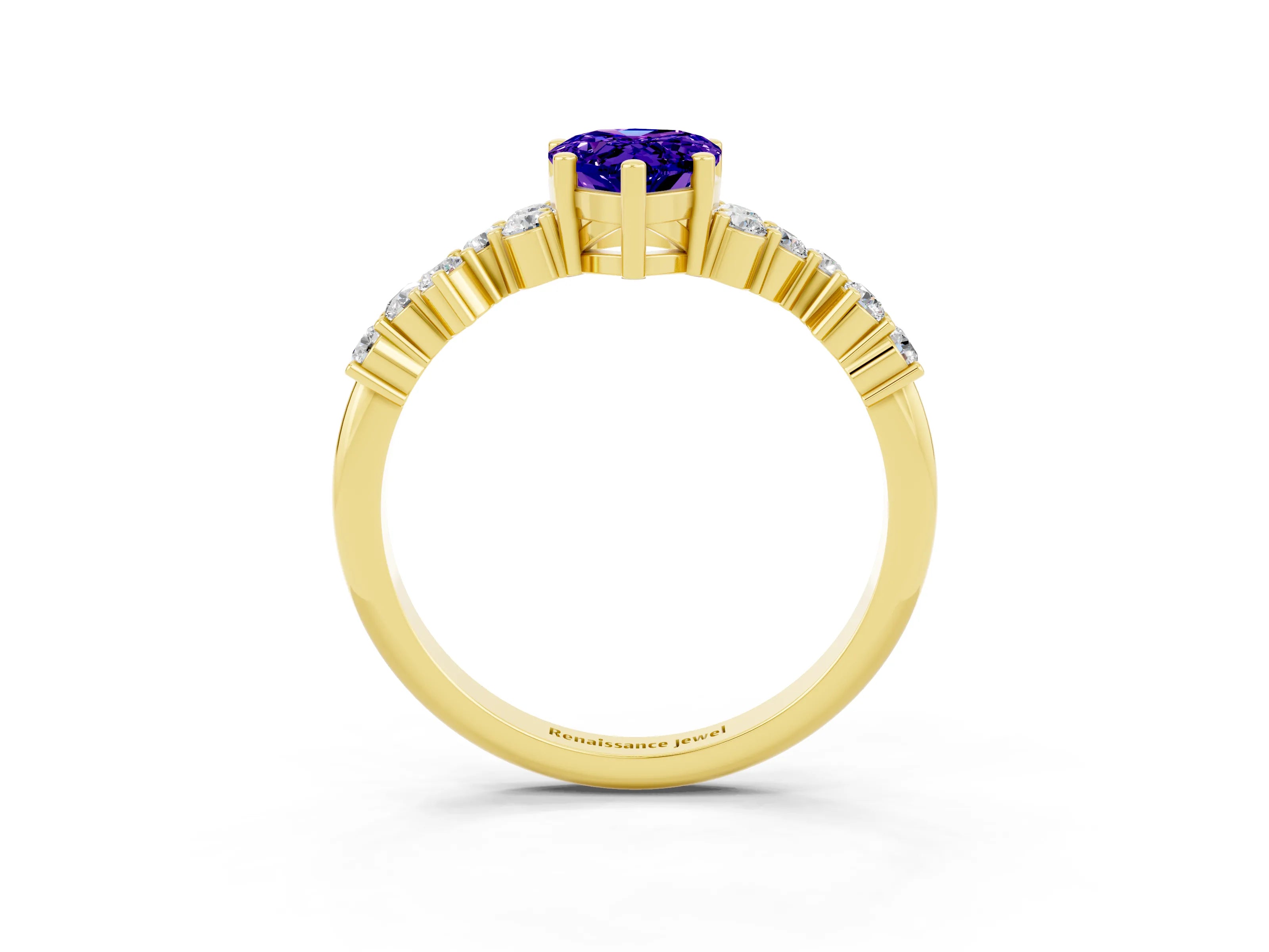 Yellow gold Pear Cut Diamond Cluster Pavé Band with Four-Prong Setting_3
