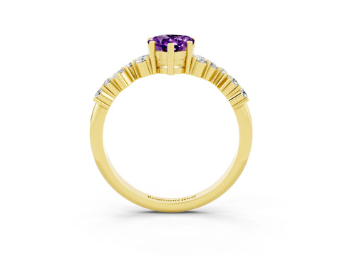 Yellow gold Pear Cut Diamond Cluster Pavé Band with Four-Prong Setting_3