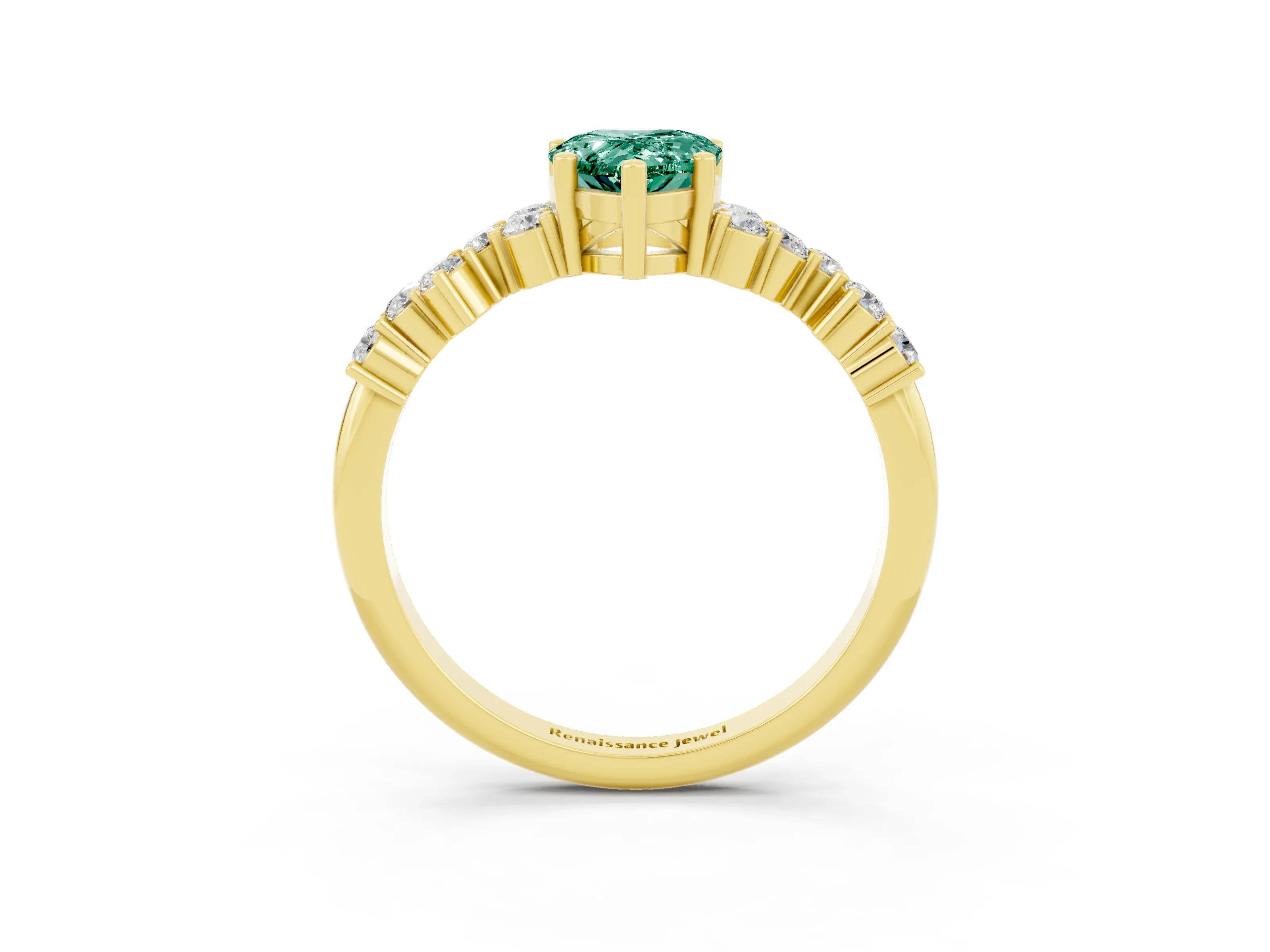Yellow gold Pear Cut Diamond Cluster Pavé Band with Four-Prong Setting_3
