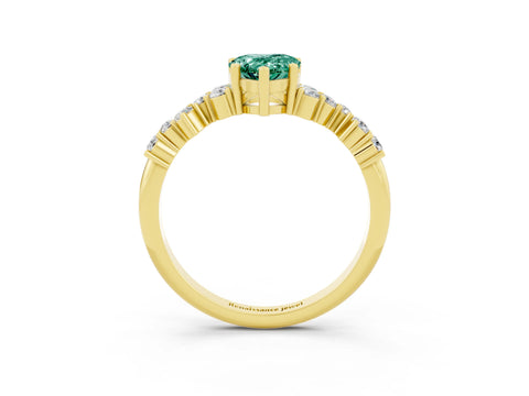 Yellow gold Pear Cut Diamond Cluster Pavé Band with Four-Prong Setting_3