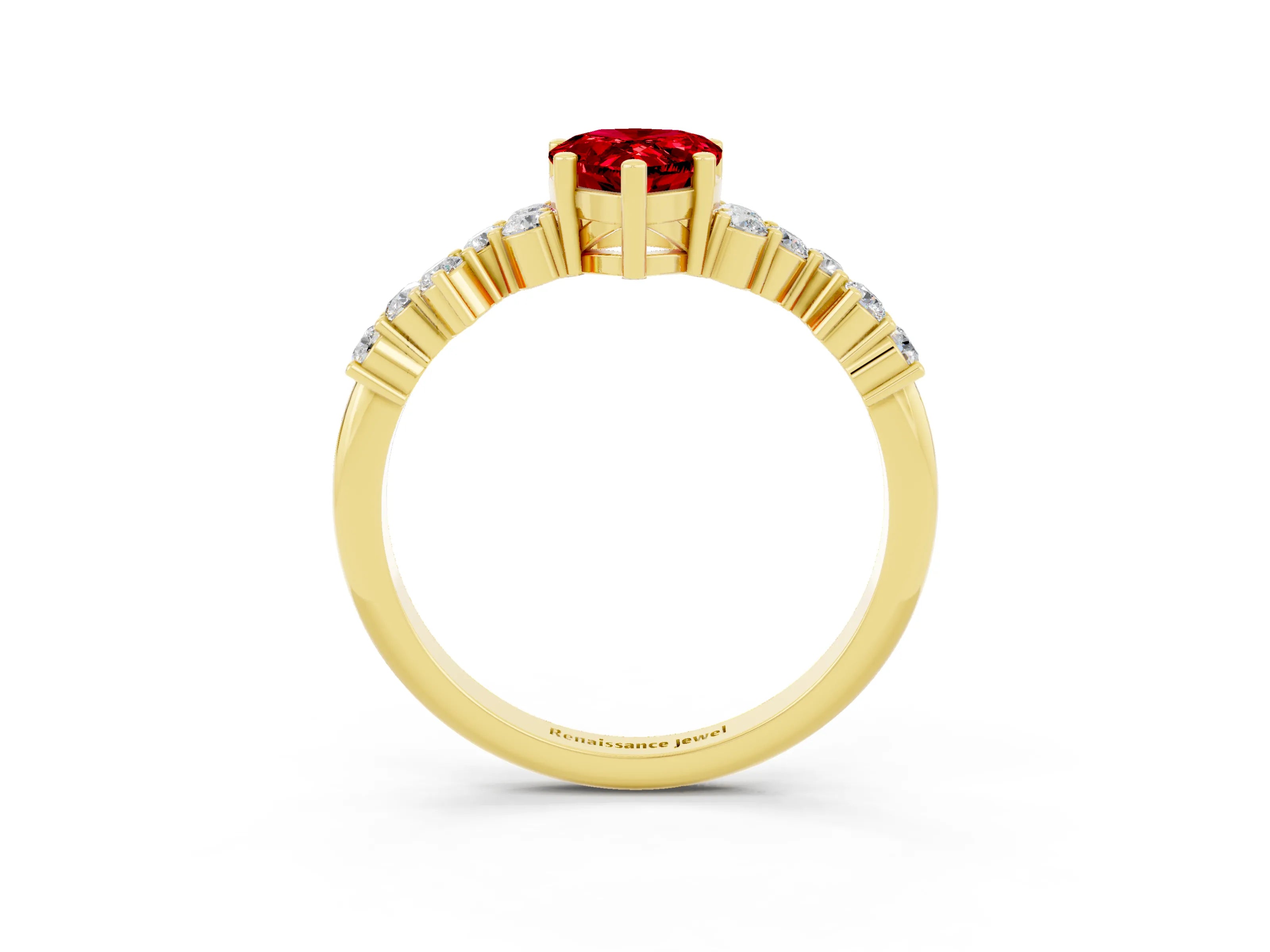 Yellow gold Pear Cut Diamond Cluster Pavé Band with Four-Prong Setting_3