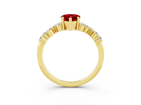 Yellow gold Pear Cut Diamond Cluster Pavé Band with Four-Prong Setting_3
