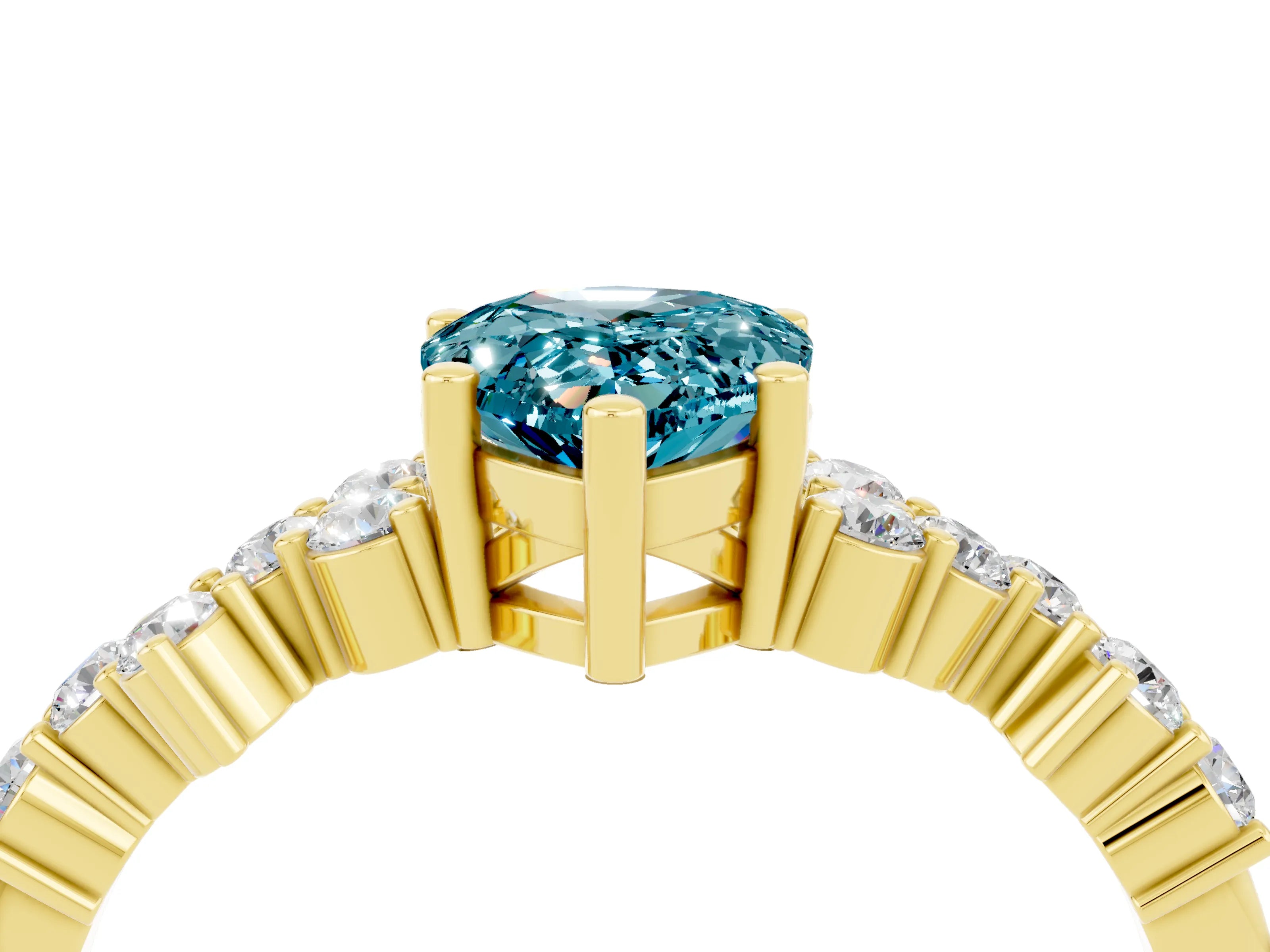 Yellow gold Pear Cut Diamond Cluster Pavé Band with Four-Prong Setting_4