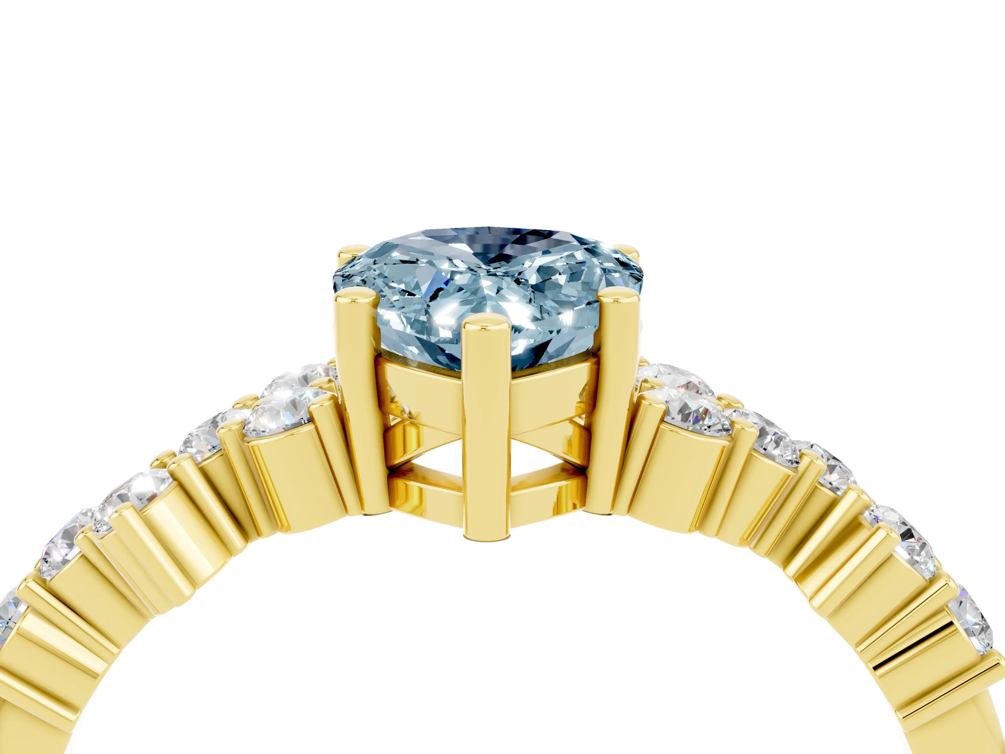Yellow gold Pear Cut Diamond Cluster Pavé Band with Four-Prong Setting_4