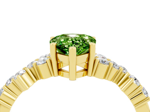 Yellow gold Pear Cut Diamond Cluster Pavé Band with Four-Prong Setting_4