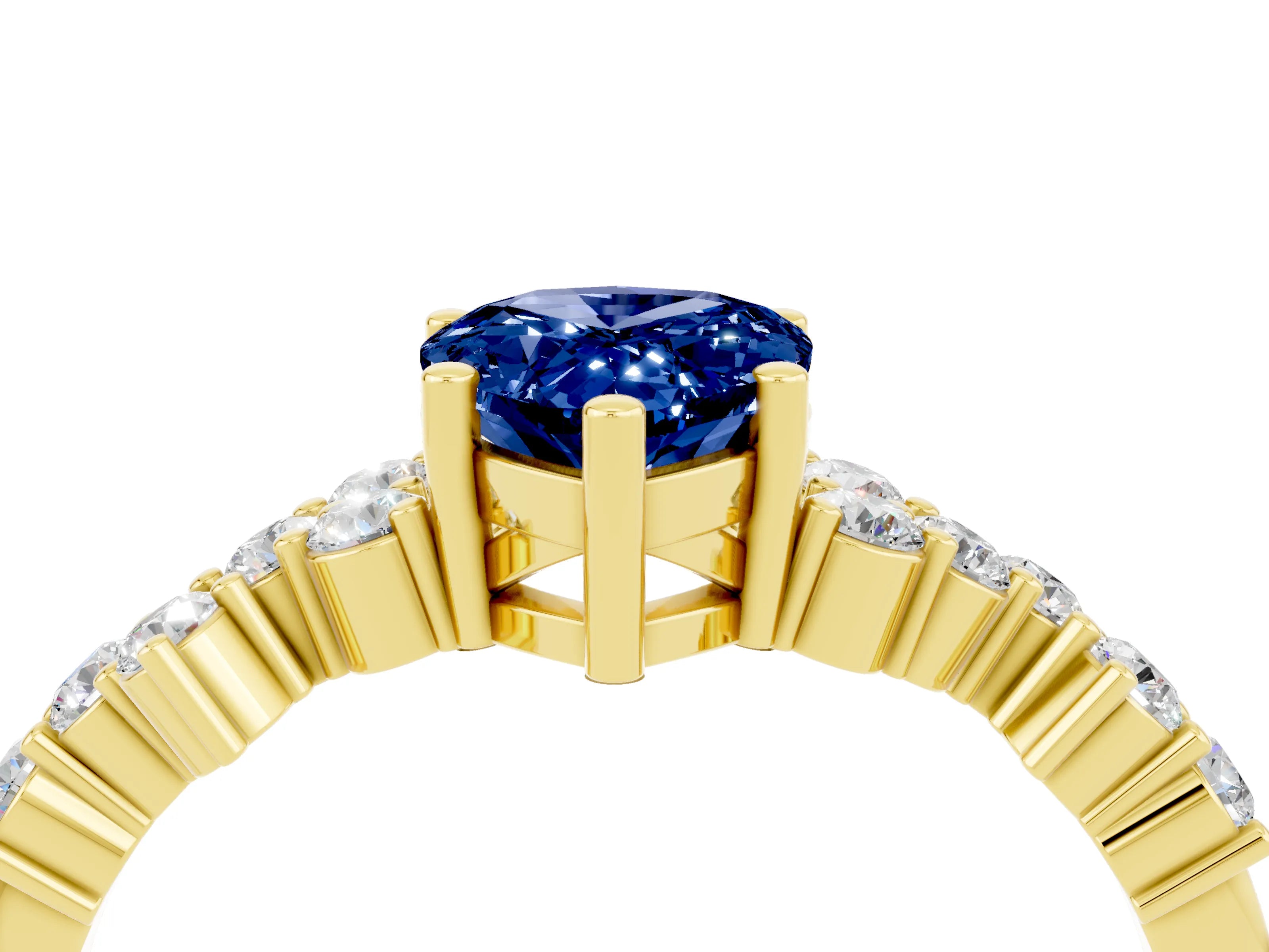 Yellow gold Pear Cut Diamond Cluster Pavé Band with Four-Prong Setting_4