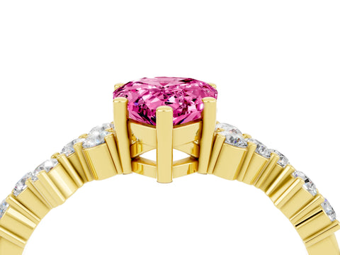 Yellow gold Pear Cut Diamond Cluster Pavé Band with Four-Prong Setting_4