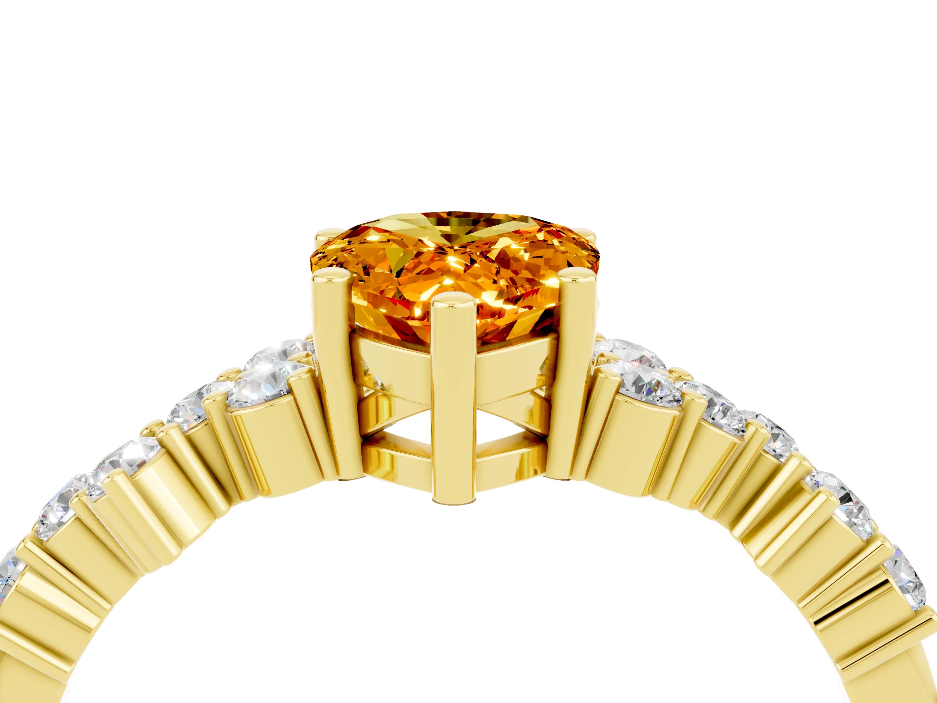 Yellow gold Pear Cut Diamond Cluster Pavé Band with Four-Prong Setting_4