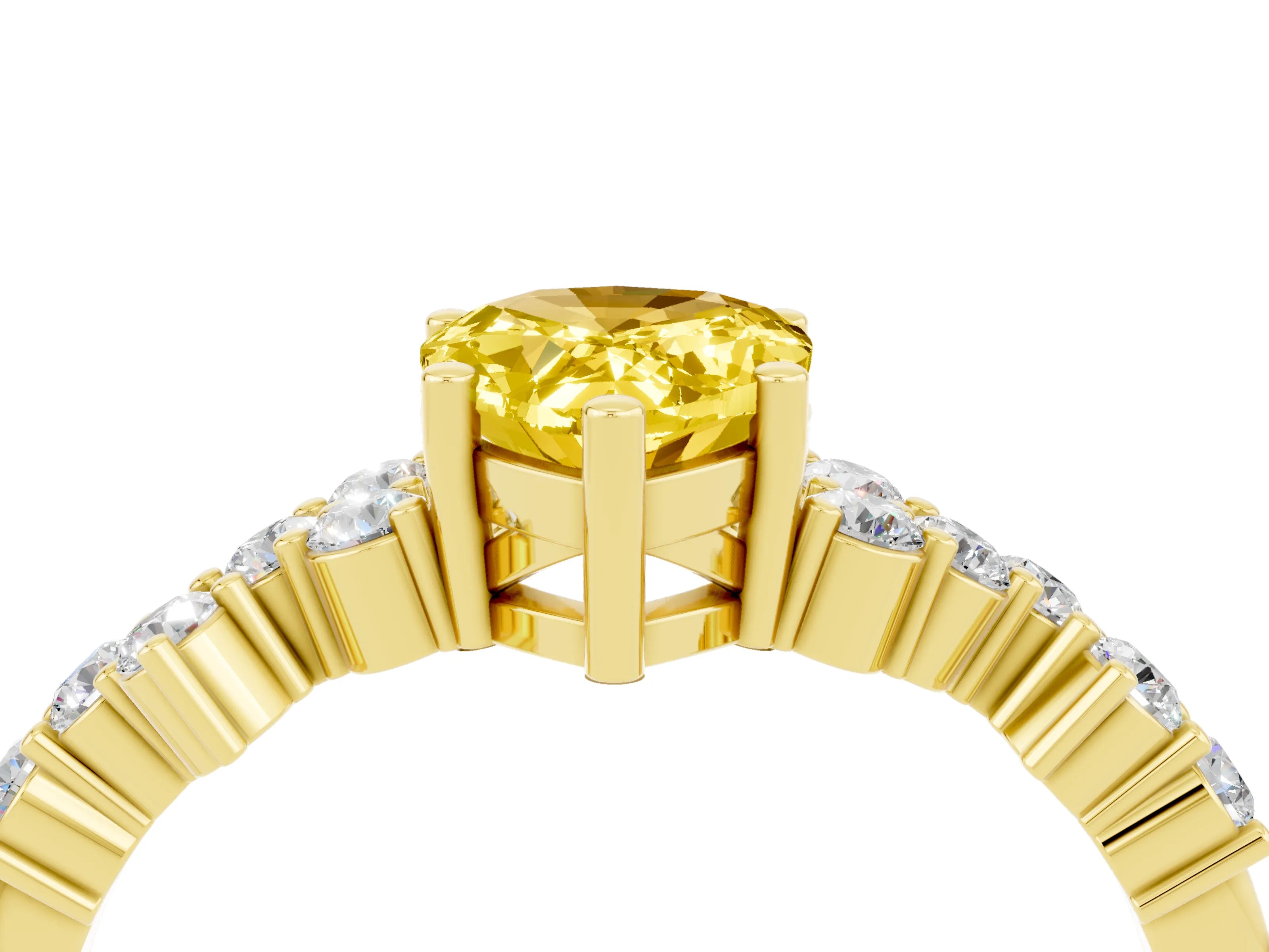 Yellow gold Pear Cut Diamond Cluster Pavé Band with Four-Prong Setting_4