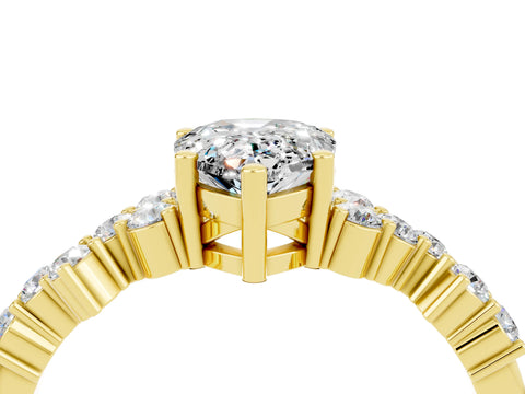 Yellow gold Pear Cut Diamond Cluster Pavé Band with Four-Prong Setting_4