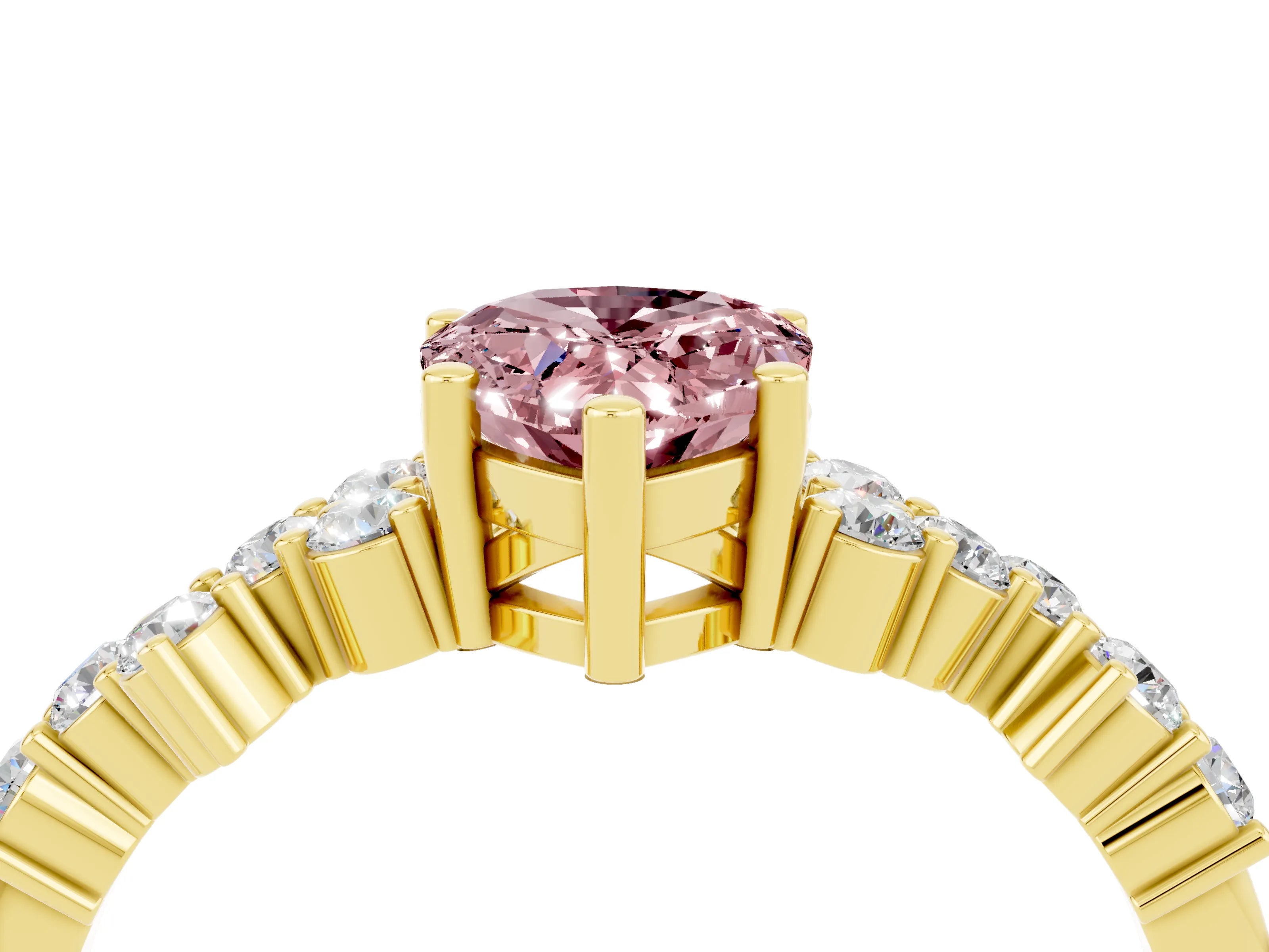 Yellow gold Pear Cut Diamond Cluster Pavé Band with Four-Prong Setting_4