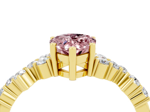Yellow gold Pear Cut Diamond Cluster Pavé Band with Four-Prong Setting_4