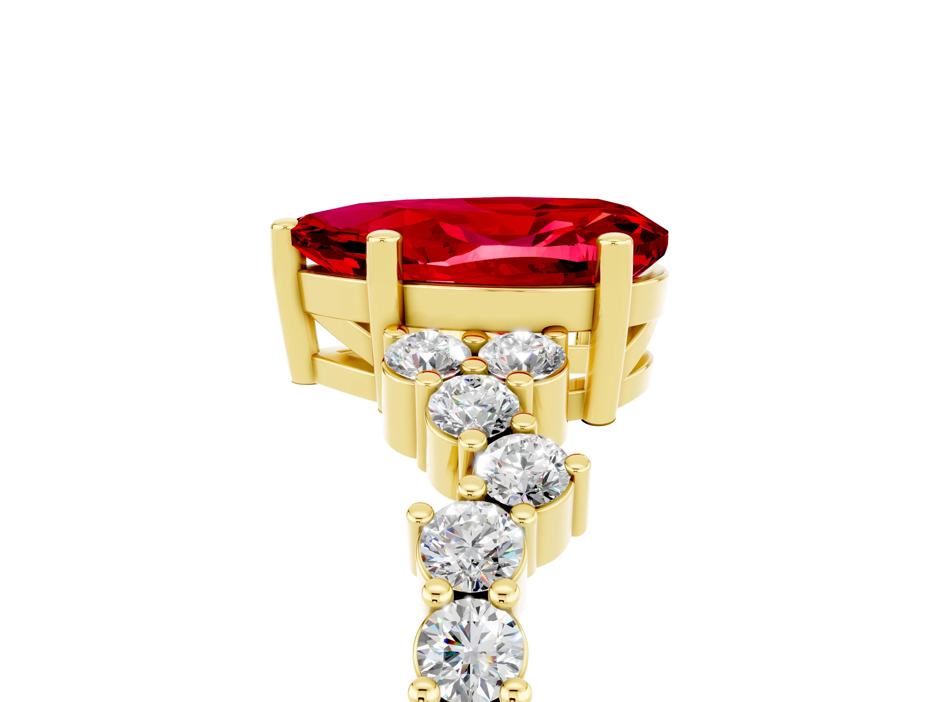 Yellow gold Pear Cut Diamond Cluster Pavé Band with Four-Prong Setting_5