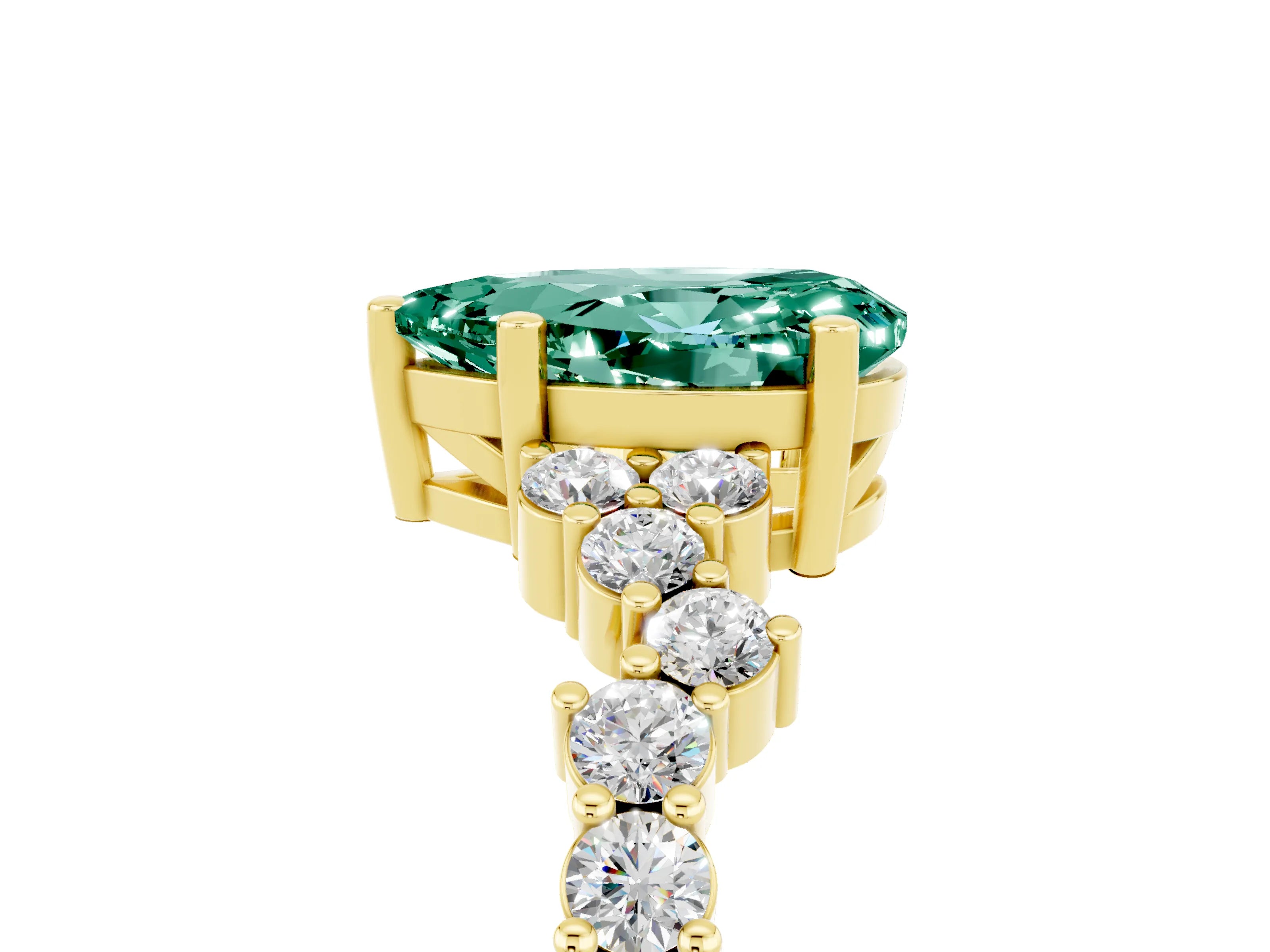 Yellow gold Pear Cut Diamond Cluster Pavé Band with Four-Prong Setting_5