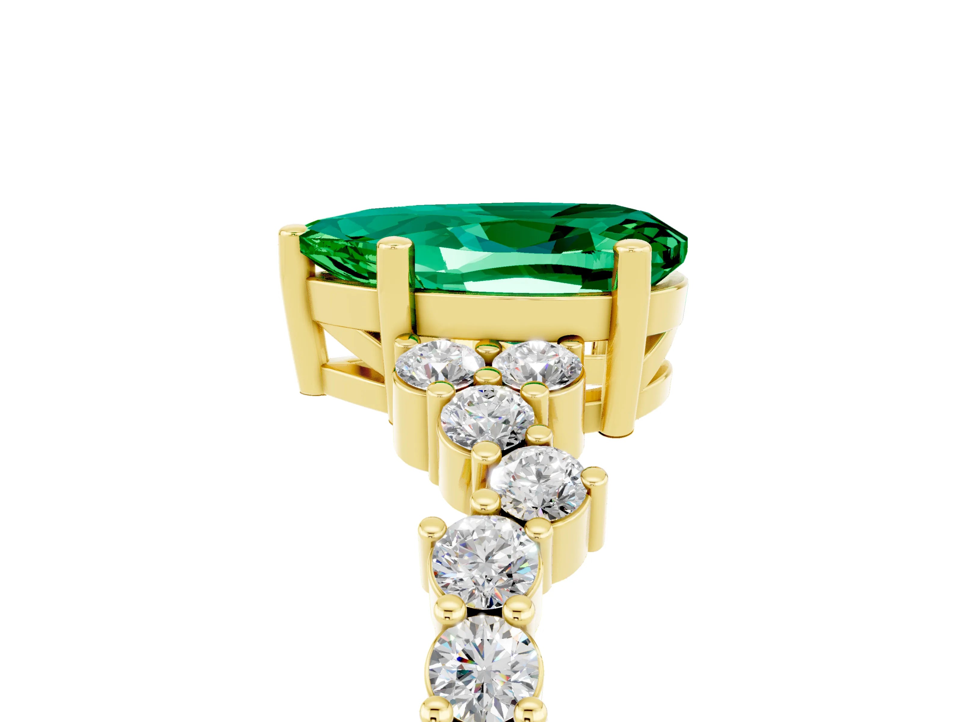 Yellow gold Pear Cut Diamond Cluster Pavé Band with Four-Prong Setting_5