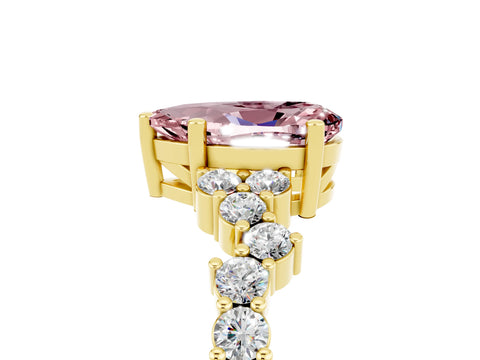 Yellow gold Pear Cut Diamond Cluster Pavé Band with Four-Prong Setting_5
