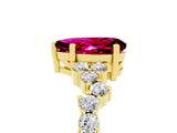 Yellow gold Pear Cut Diamond Cluster Pavé Band with Four-Prong Setting_5