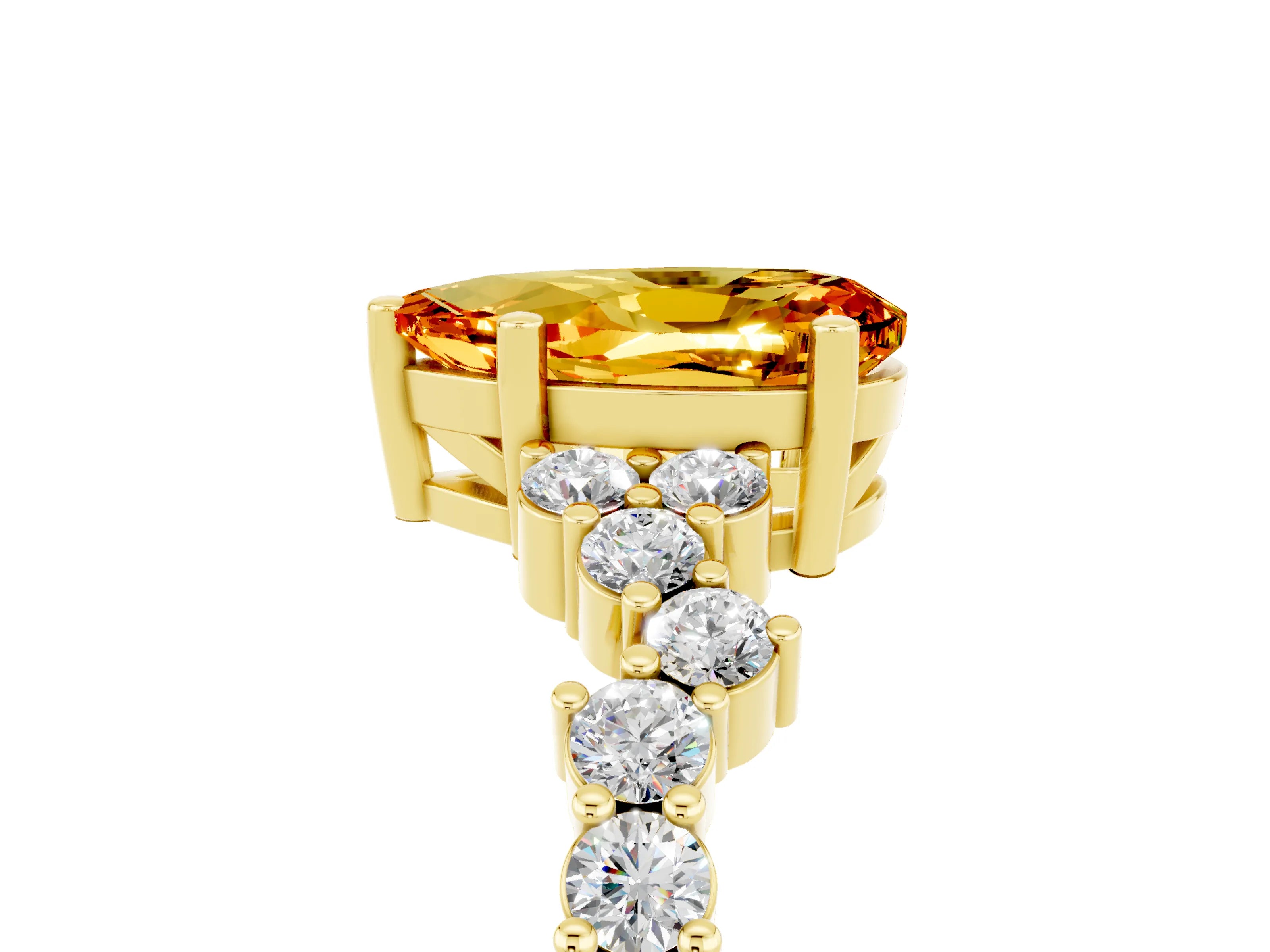 Yellow gold Pear Cut Diamond Cluster Pavé Band with Four-Prong Setting_5
