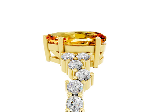 Yellow gold Pear Cut Diamond Cluster Pavé Band with Four-Prong Setting_5