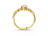 Yellow gold Pear Cut Diamond Cluster Pavé Band with Four-Prong Setting_6