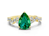 Yellow gold Pear Cut Diamond Cluster Pavé Band with Four-Prong Setting