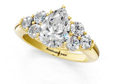 Yellow gold Pear Cut Diamond Cluster Ring with Round Accent Stones and Prong Setting on a Classic Band_61