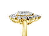 Yellow gold Pear Cut Diamond Cluster Ring with Round and Baguette Stones, Split Shank Band, Prong Setting_8