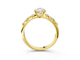 Yellow gold Pear Cut Diamond Cluster Side Stone Solitaire Ring with Prong Setting_83