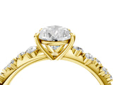 Yellow gold Pear Cut Diamond Cluster Side Stone Solitaire Ring with Prong Setting_84