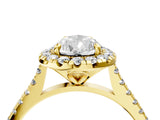 Yellow gold Pear Cut Diamond Cushion Halo Ring with Pavé Band_19