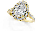 Yellow gold Pear Cut Diamond Cushion Halo Ring with Pavé Band_4