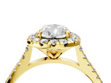 Yellow gold Pear Cut Diamond Cushion Halo Ring with Pavé Band_7