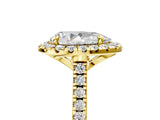 Yellow gold Pear Cut Diamond Cushion Halo Ring with Pavé Band_8