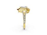 Yellow gold Pear Cut Diamond Double Halo Ring with Pavé Band and Prong Setting_102