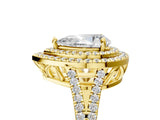 Yellow gold Pear Cut Diamond Double Halo Ring with Pavé Band and Prong Setting_105