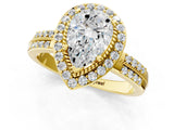 Yellow gold Pear Cut Diamond Double Halo Ring with Split Shank and Four-Prong Setting_4