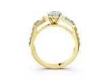 Yellow gold Pear Cut Diamond Engagement Ring with Baguette Side Stones and Channel Set Band_45
