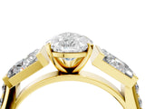 Yellow gold Pear Cut Diamond Engagement Ring with Baguette Side Stones and Channel Set Band_46