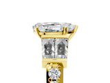 Yellow gold Pear Cut Diamond Engagement Ring with Baguette Side Stones and Channel Set Band_47