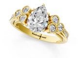 Yellow gold Pear Cut Diamond Engagement Ring with Bezel Set Round Side Stones and Prong Setting_63