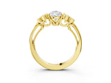 Yellow gold Pear Cut Diamond Engagement Ring with Bezel Set Round Side Stones and Prong Setting_65