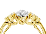 Yellow gold Pear Cut Diamond Engagement Ring with Bezel Set Round Side Stones and Prong Setting_66