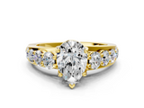 Yellow gold Pear Cut Diamond Engagement Ring with Pavé Band and Four-Prong Setting_15